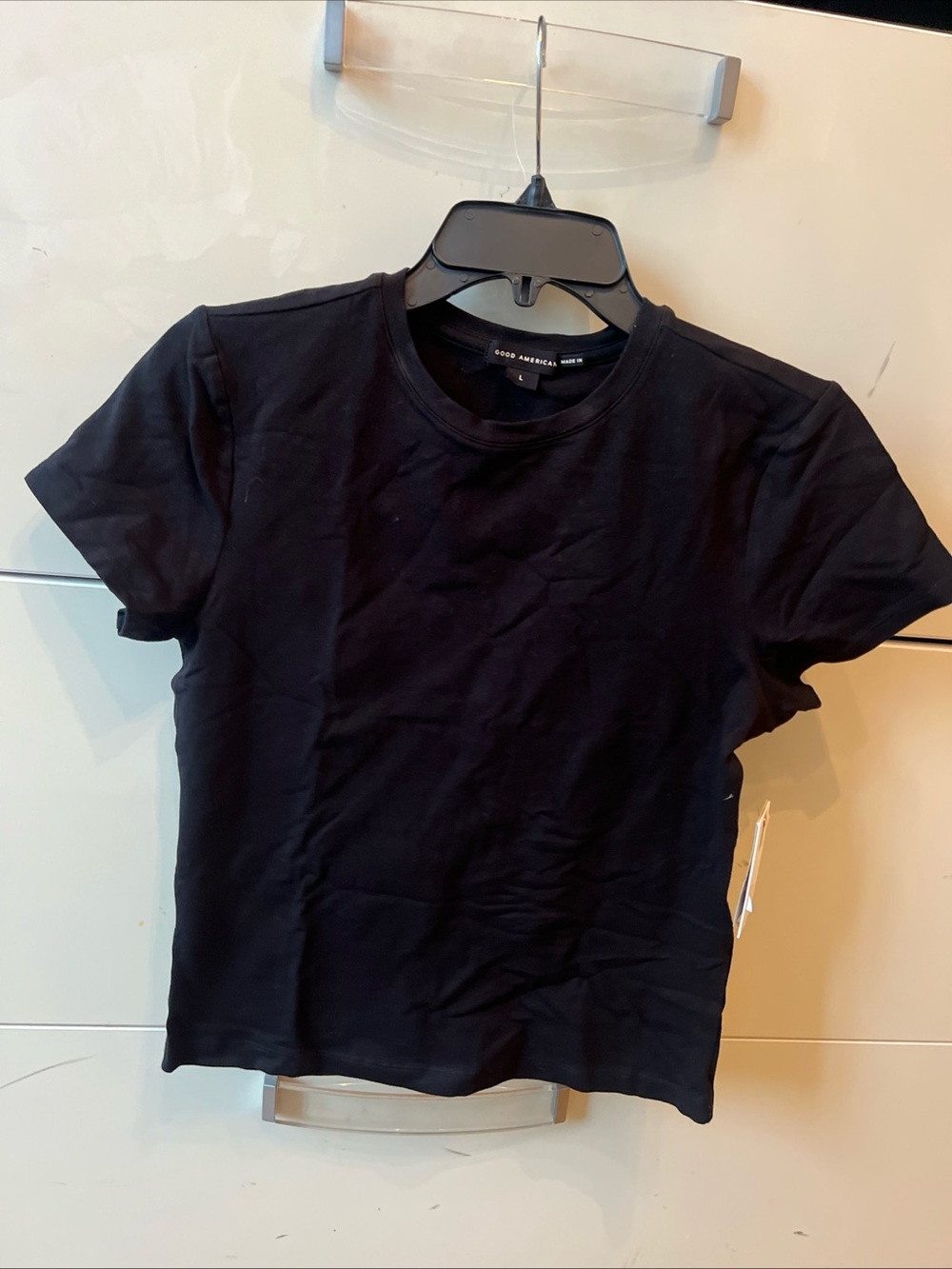 Good American Black T Shirt Size Large GT0346VN